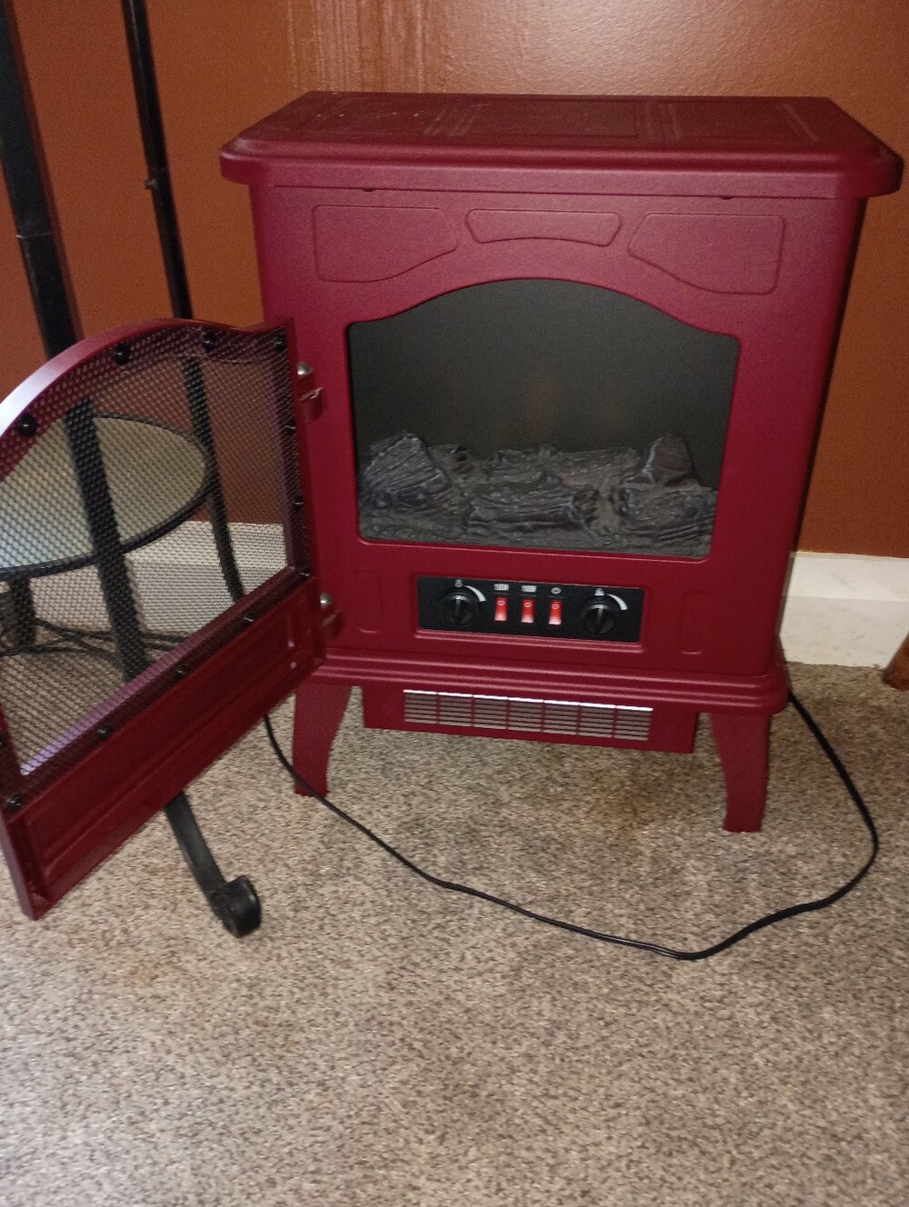 Red Electric Freestanding Stove Heater
